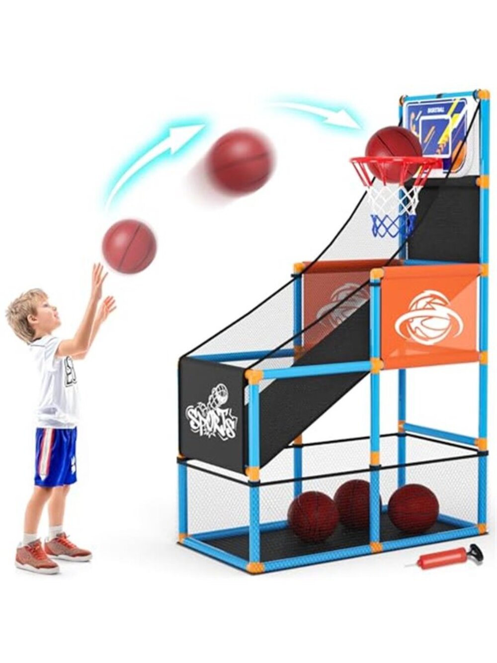 Arcade Basketball Game Set Boy Toys: Indoor Basketball Hoop with 4 Balls Outdoor